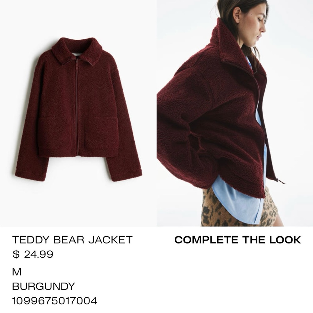 H&M Burgundy Teddy Bear Jacket